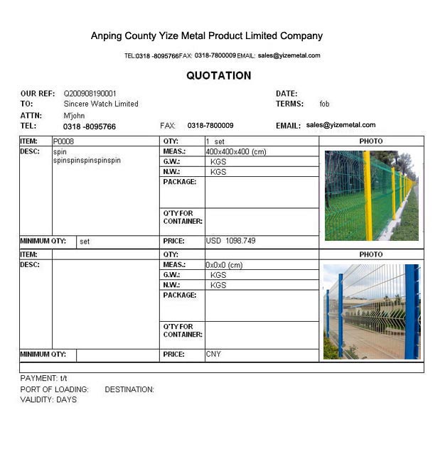 Anping County Yize Metal Product Limited Company